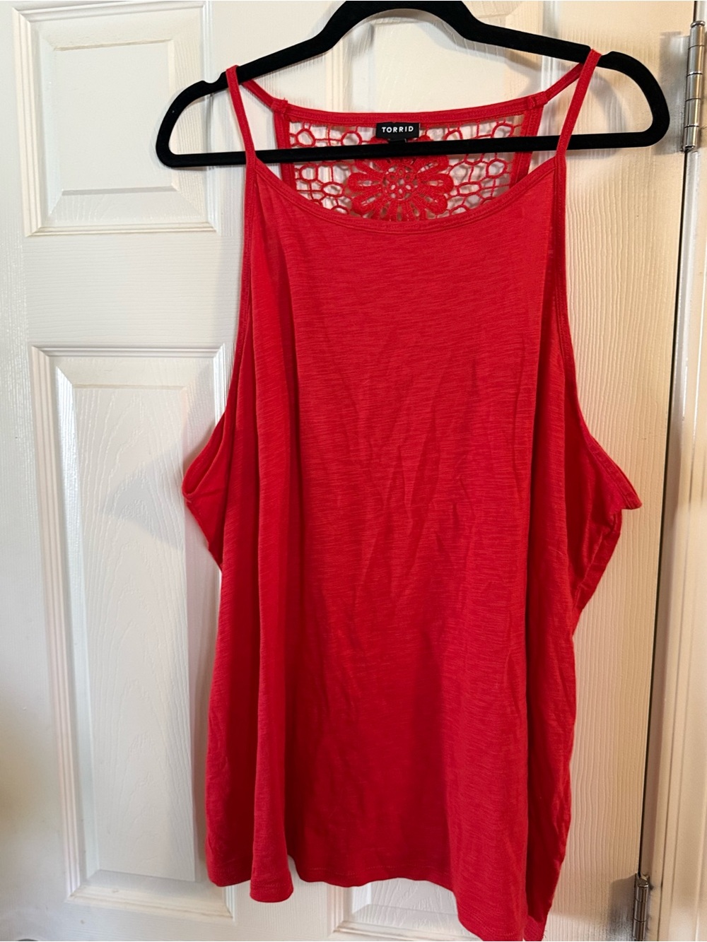 torrid Bright Red Crochet-Back Tank Top with Slim Straps